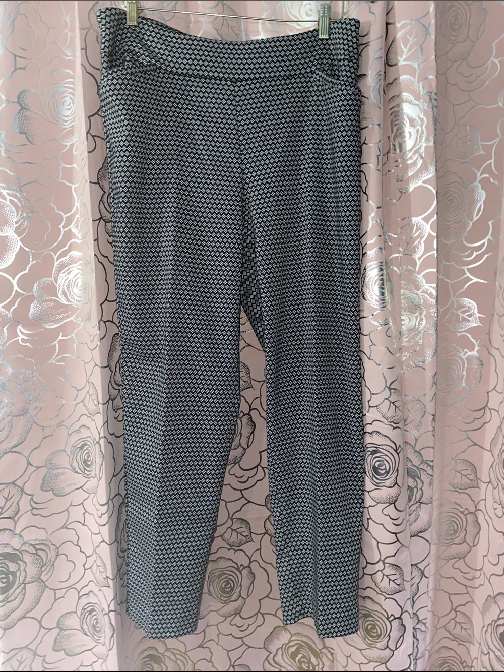 Terra & Sky Plus Size 0X 14W Black White Geometric Pull On Pants Stretch